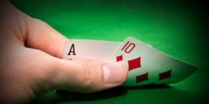 two cards on the blackjack table