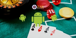 android casino app android robots above a casino table with four aces
