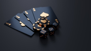 black and gold aces with three dice black and gold aces with three dice