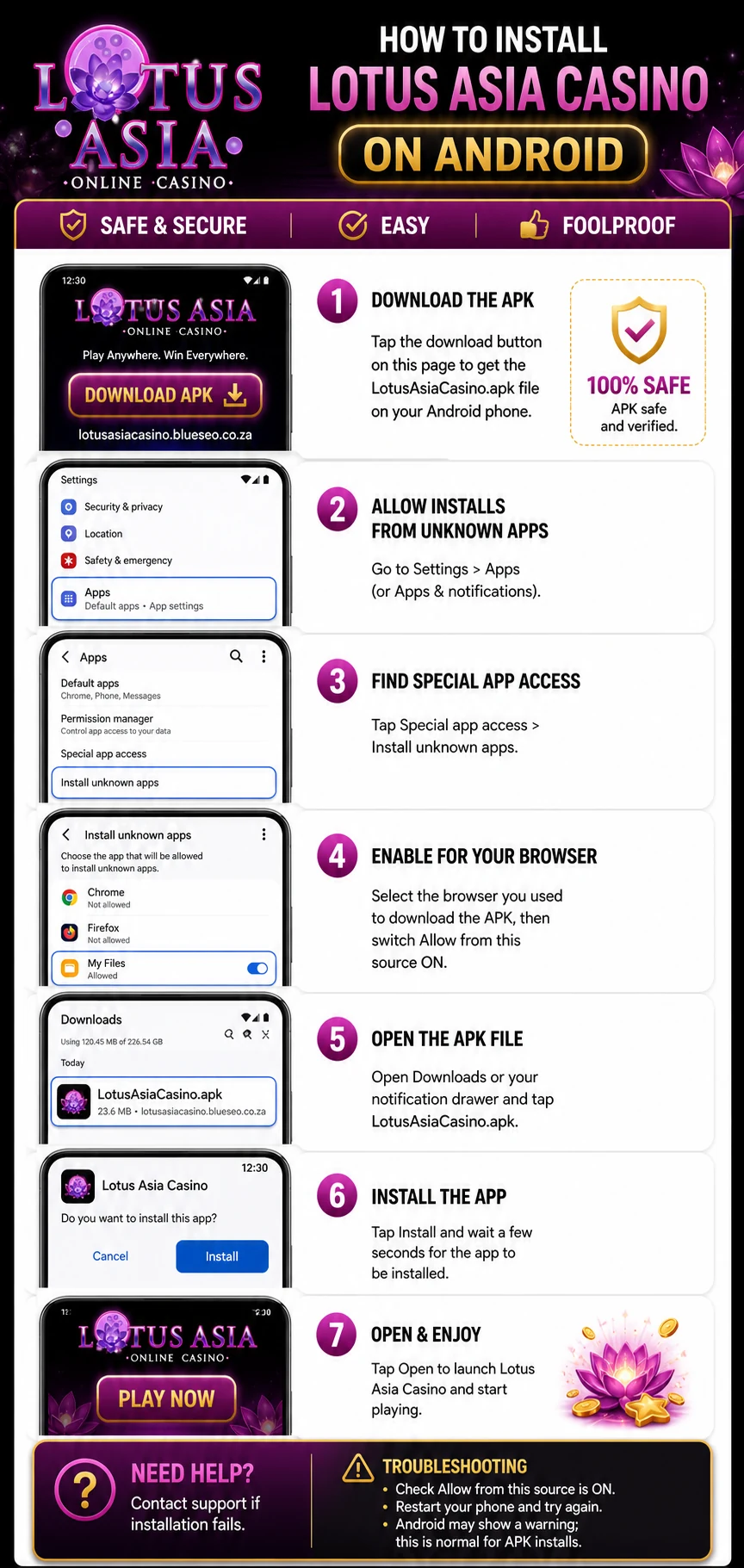 Lotus Asia Android app installation steps