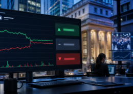 Unbranded bank and prediction-market editorial scene