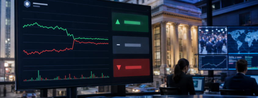 Unbranded bank and prediction-market editorial scene