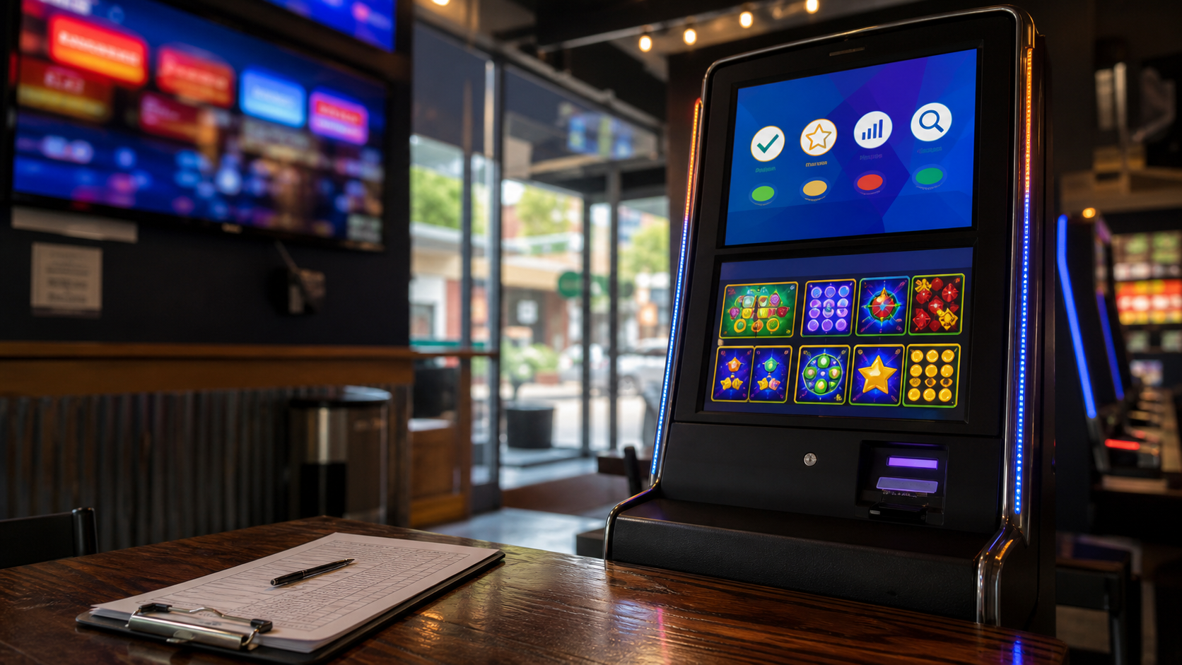 Generic skill-game terminal in a neighborhood entertainment venue