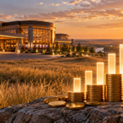 Editorial illustration about Nebraska casino revenue, United States casino and gambling news, and source documents
