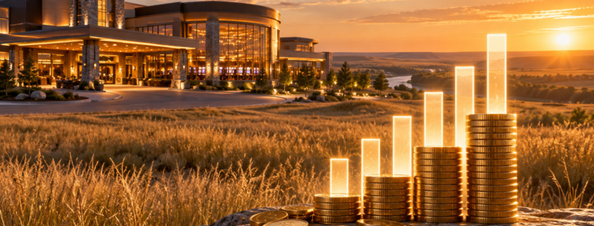 Editorial illustration about Nebraska casino revenue, United States casino and gambling news, and source documents