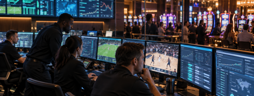 Editorial illustration of U.S. sports and iGaming technology