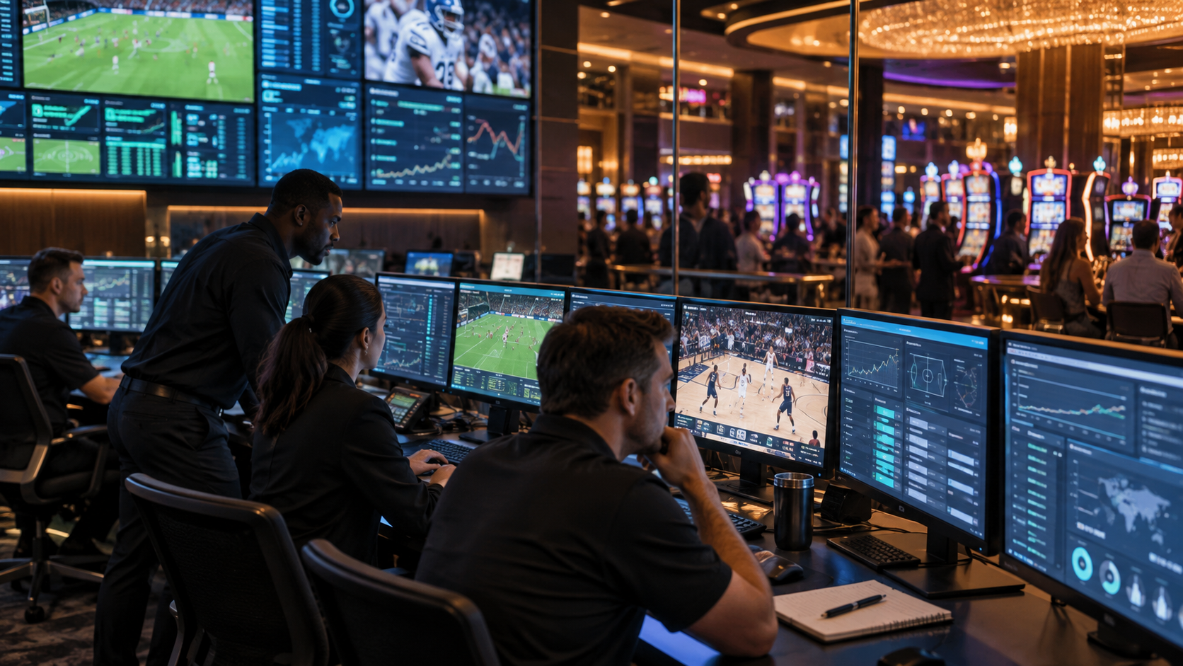 Editorial illustration of U.S. sports and iGaming technology